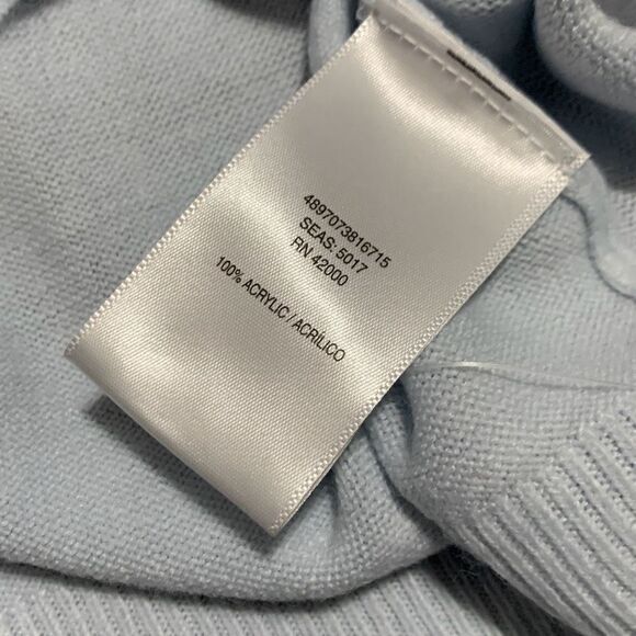 Basic editions VTG baby blue sweater Pearl like beads open knit design - Picture 3 of 9